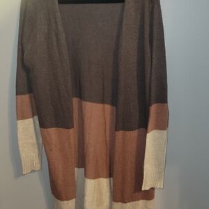 Colorblock Open Front Cardigan Sweater